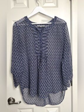 Daniel Rainn Sheer Geometric Print Blouse